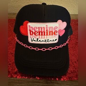 Custom Valentine Trucker Hat  with Pink and Red Hearts
